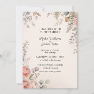 Convite de Casamento Peach Lavender Fern