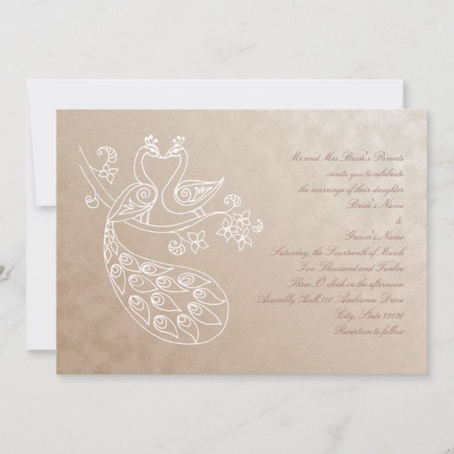 Convite de Casamento Peacock, estilo Alpana (Frente)