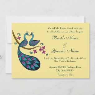 Convite de Casamento Peacock, palha