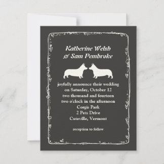 Convite de Casamento Pembroke Welsh Corgis