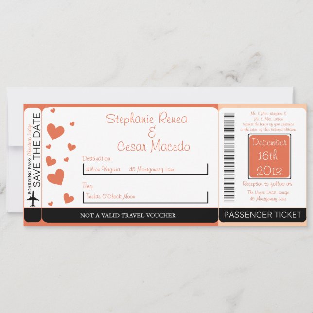 Convite de Casamento Penguin Love/Passar de Embarq (Frente)