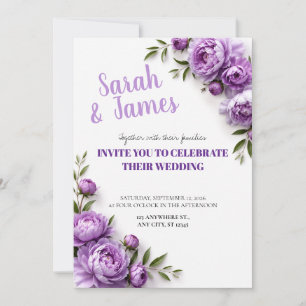 Convite de Casamento Peônia Lavanda
