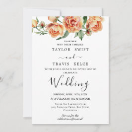 Convite de Casamento Peônia Rosa Pêssego