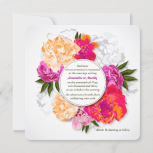 Convite de Casamento Peônias Elegantes
