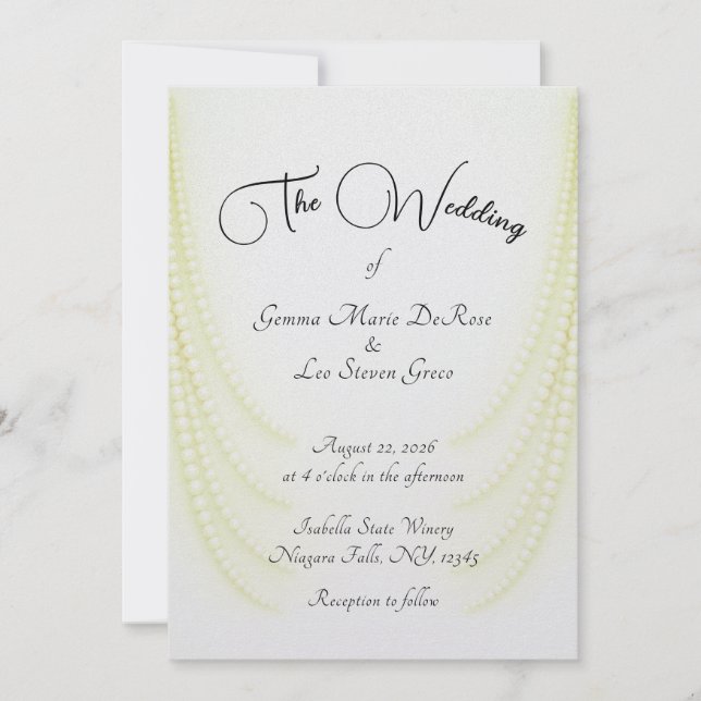 Convite de Casamento Pérolas Brancas Elegantes (Frente)