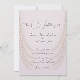 Convite de Casamento Pérolas Rosa Elegante