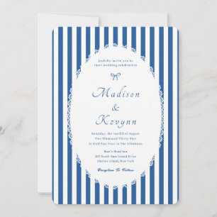 Convite de Casamento Personalizado Azul Vintage