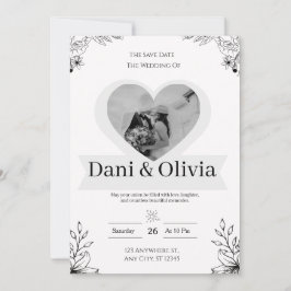 Convite de Casamento Personalizado Clássico Preto