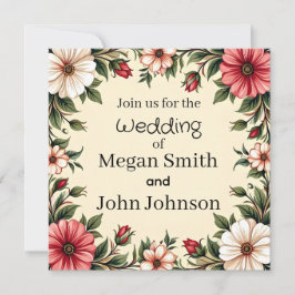 Convite de Casamento Personalizado com Flor Rosa E