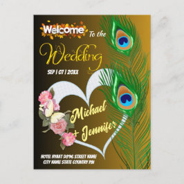 Convite de Casamento Personalizado com Pena de Pav