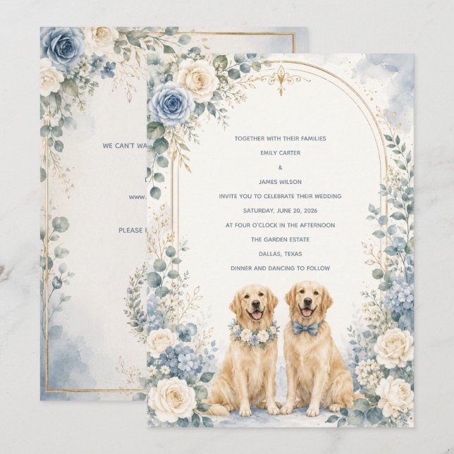 Convite de Casamento Personalizado com Retriever D (Frente/Verso)