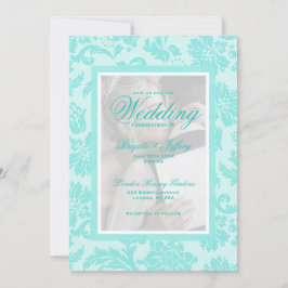 Convite de casamento personalizado dama damasco az