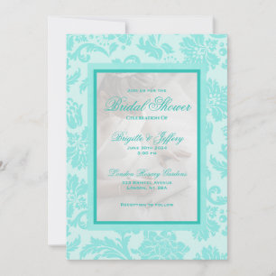 Convite de casamento personalizado damasco azul el