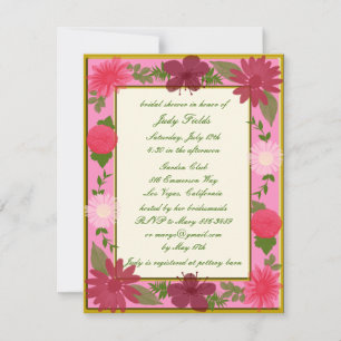 Convite De Casamento Personalizado De Flores Rosa