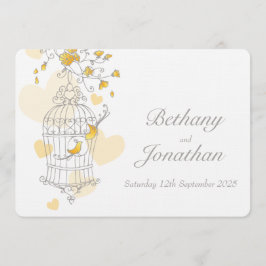 Convite de casamento personalizado de gaiolas aber