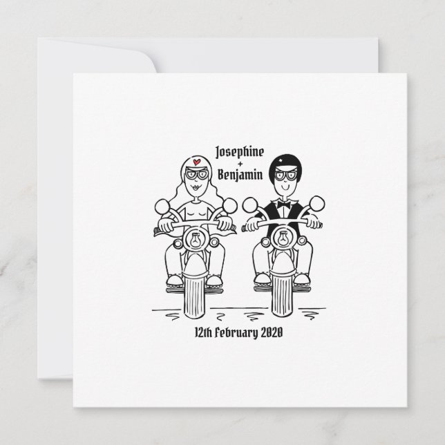 Convite de casamento personalizado de moto de moto (Frente)