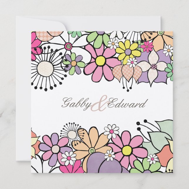 Convite de Casamento Personalizado de Primavera Bl (Frente)