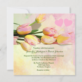 Convite de Casamento Personalizado de Tulipas Rosa