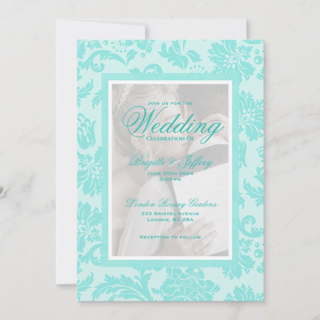 Convite de casamento personalizado do legado teal  (Frente)