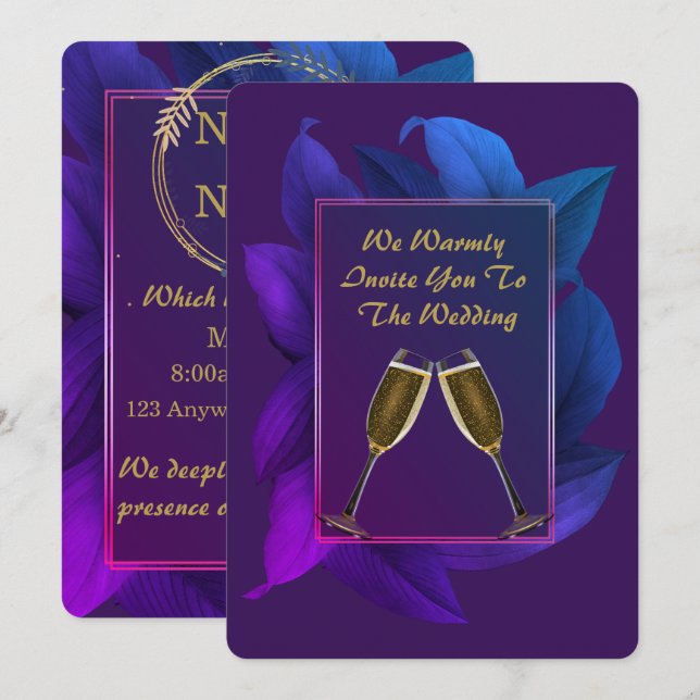 Convite de Casamento Personalizado Elegante 1 (Frente/Verso)