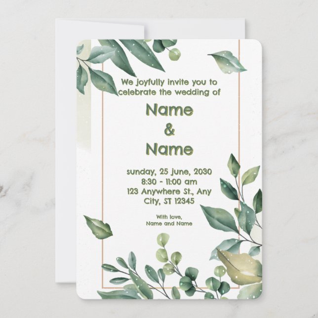 Convite de Casamento Personalizado Elegante 10 (Frente)