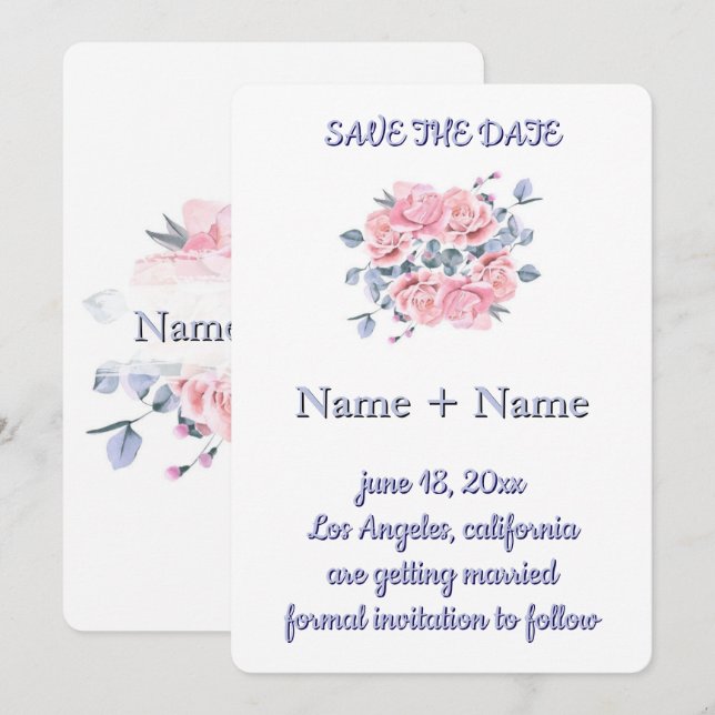 Convite de Casamento Personalizado Elegante 8 (Frente/Verso)