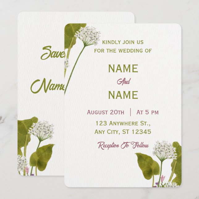 Convite de Casamento Personalizado Elegante 9 (Frente/Verso)