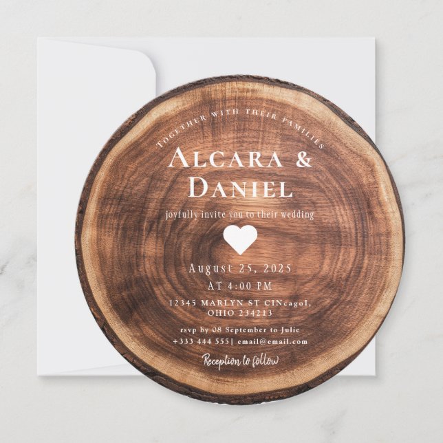 Convite de Casamento Personalizado em Madeira (Frente)