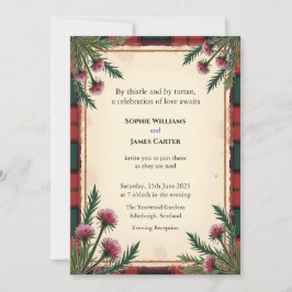 Convite de Casamento Personalizado Escocês Thistle