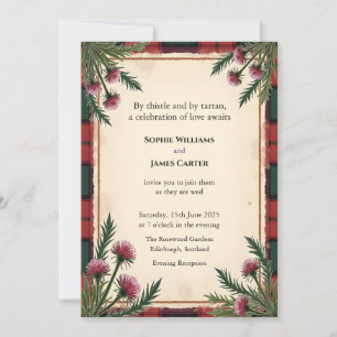 Convite de Casamento Personalizado Escocês Thistle