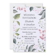 Convite de Casamento Personalizado Folhas Vermelha