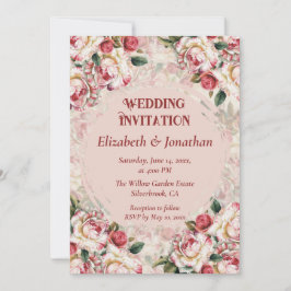 Convite de casamento personalizado Rosas Vermelhas
