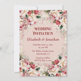 Convite de casamento personalizado Rosas Vermelhas
