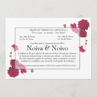 Convite de Casamento personalizável com flores.