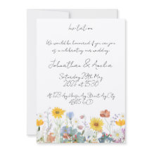 Convite de Casamento Personalizável com Flores Sil