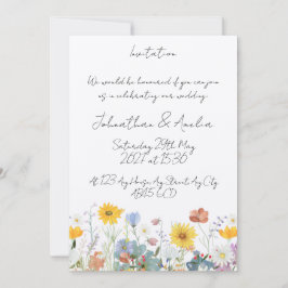 Convite de Casamento Personalizável com Flores Sil