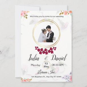 Convite de casamento personalizável com Pic de Cas