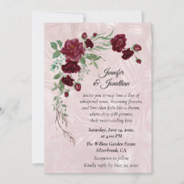Convite de Casamento Personalizável com Rosas Verm