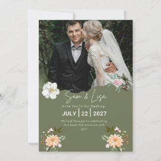 Convite de Casamento Personalizável – Floral Elega