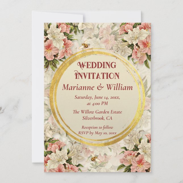 Convite de casamento personalizável floral românti (Frente)