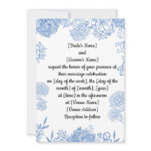 Convite de casamento personalizável frente e verso