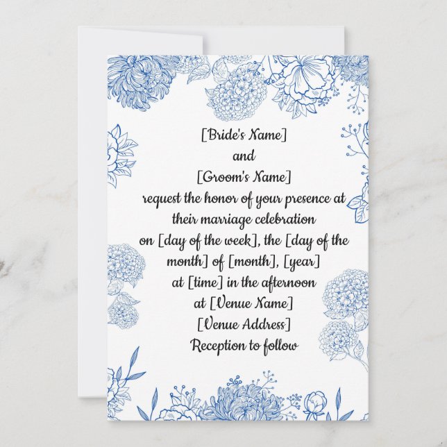 Convite de casamento personalizável frente e verso (Frente)