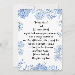 Convite de casamento personalizável frente e verso