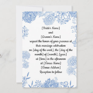 Convite de casamento personalizável frente e verso