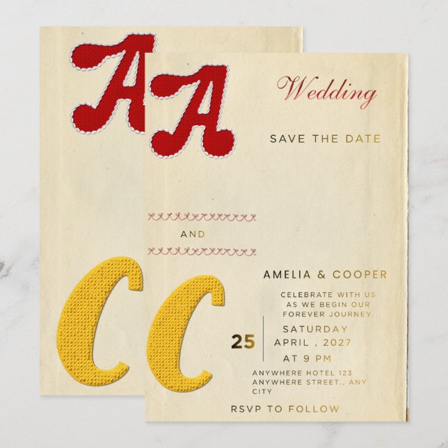 Convite de Casamento Personalizável – S Tipografia (Frente/Verso)