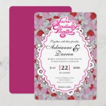 Convite de Casamento Pétala de Rosa 1 com Letras R