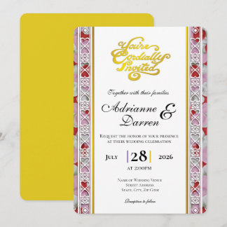 Convite de Casamento Pétala de Rosa 2 com Letras D