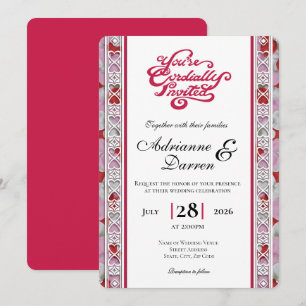 Convite de Casamento Pétala de Rosa 2 com Letras V