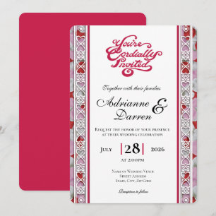 Convite de Casamento Pétala de Rosa 2 com Letras V