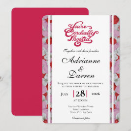 Convite de Casamento Pétala de Rosa 3 com Letras V